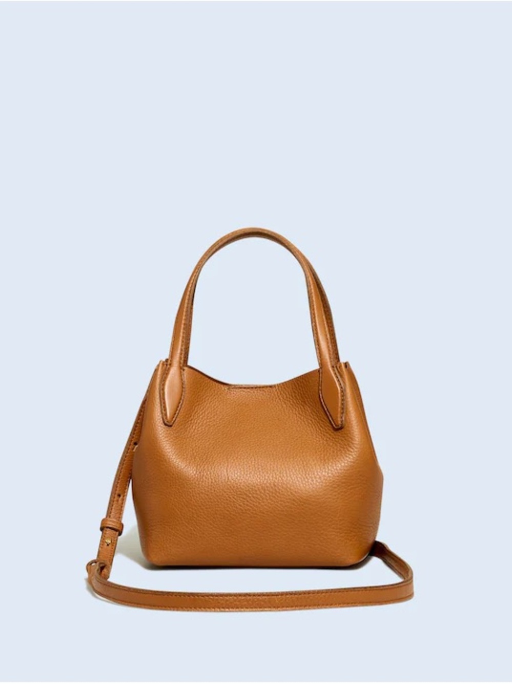 Madewell - Mini Shopper Tote in Soft Grain Pebbled Leather in Sepia